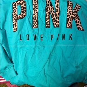 Victoria's Secret PINK Teal Sweatshirt cheetah print pretty and cute